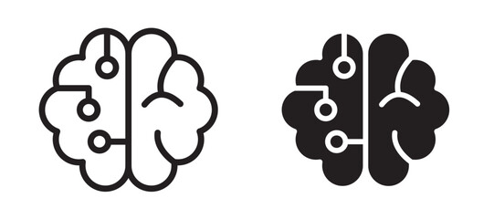 Machine learning icon in black modern and lines and solid