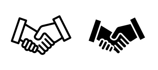 Handshake icon in black modern and lines and solid