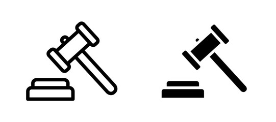 Gavel icon in black modern and lines and solid
