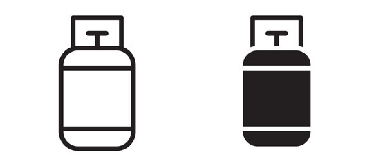 Gas cylinders icon in black modern and lines and solid