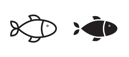 Fish icon in black modern and lines and solid