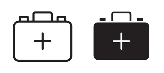 First aid kit icon in black modern and lines and solid