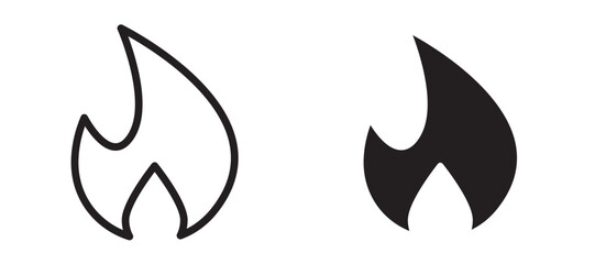 Fire icon in black modern and lines and solid