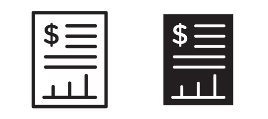 Financial report icon in black modern and lines and solid