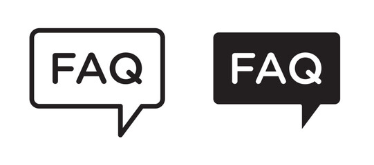 FAQ icon in black modern and lines and solid