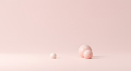 Spheres on Pink Background Minimalist Abstract Composition