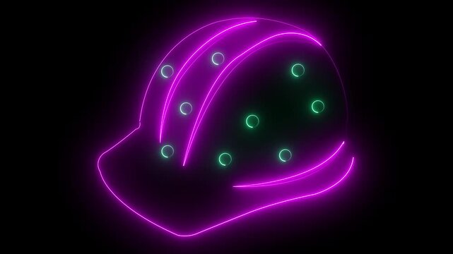 Chef hat vertical glowing neon icon animation on black background