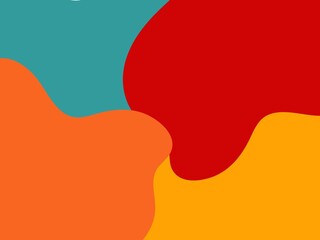 An abstract background features bold, organic shapes in a vibrant color palette
