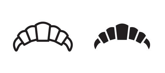 Croissant icon in black modern and lines and solid