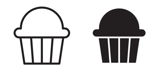 Cupcake icon in black modern and lines and solid