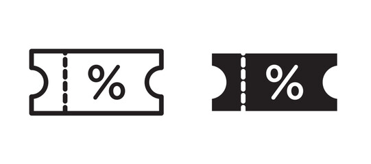 Coupon icon in black modern and lines and solid