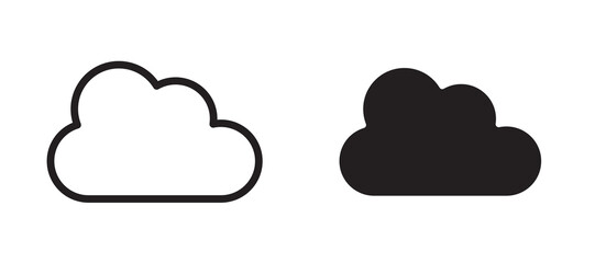 Cloud icon in black modern and lines and solid