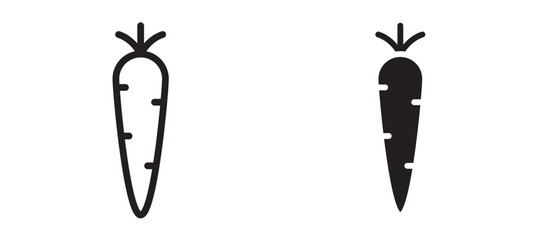 Carrot icon in black modern and lines and solid