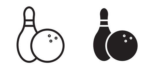 Bowling icon in black modern and lines and solid