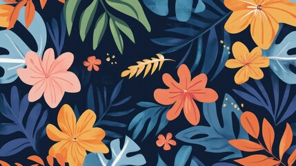 Vibrant tropical floral pattern