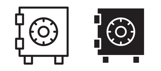 Fototapeta premium Bank vault icon in black modern and lines and solid