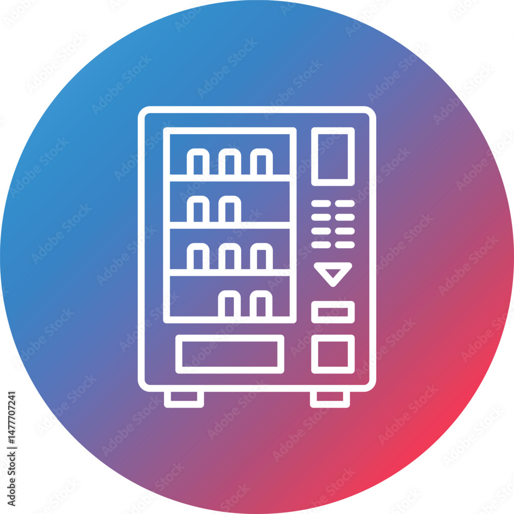 Poster vending machine line gradient circle background icon