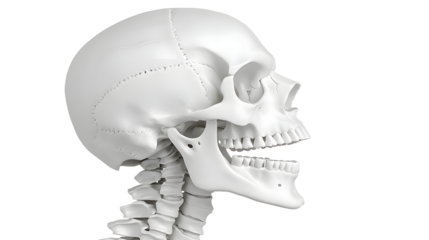 Detailed Anatomical Model of a Human Skull Showcasing Bone Structure and Features