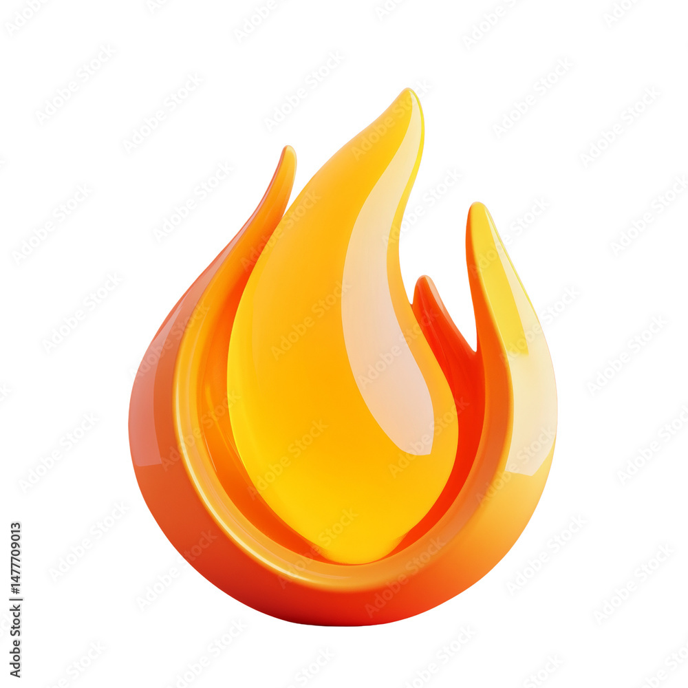 Poster Abstract fiery emblem with vibrant gradient glow, stylized flame rendering on an isolated field