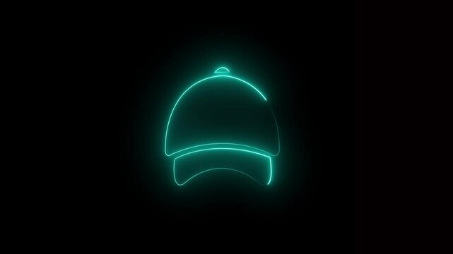 Cap icon vertical glowing neon animation on black background