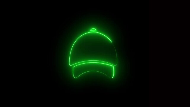 Cap icon vertical glowing neon animation on black background