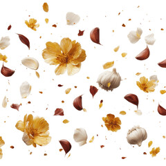 Floating Garlic Cloves and Yellow Flowers
