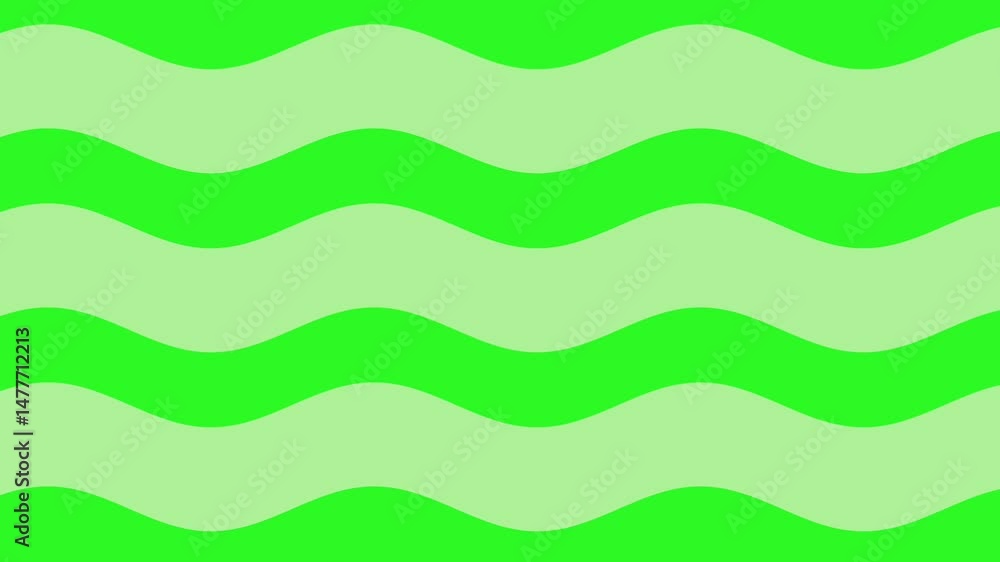 Poster soothing green waves flow rhythmically on a bright background, creating a calming and minimal animat