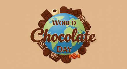 Chocolate Background with World Chocolate Day Typography Celebration