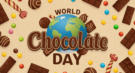 Chocolate Background with World Chocolate Day Typography Celebration