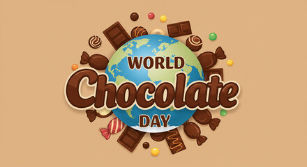 Chocolate Background with World Chocolate Day Typography Celebration