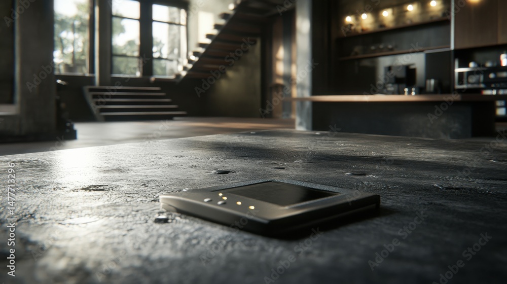 Aufkleber a highly detailed, ultra-realistic image of a modern computer placed on a table in an office interio