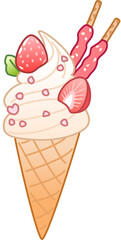 Strawberry Ice Cream Cone Clipart