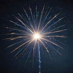 Fototapeta premium Single blue firework exploding, sharp focus, atmospheric depth , blue, stellar