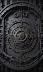 Fototapeta premium Overhead view of intricate metalwork, industrial aesthetic, metalwork, brass, top view