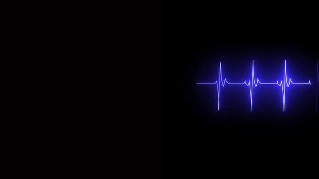 Heartbeat pulse vertical glowing neon icon animation on black background