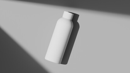 Water Bottle White Mockup with Shadow Overlay 3D Rendering