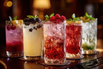 featuring alcoholic beverages. Innovative cocktail selection.