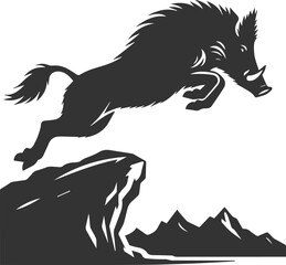 Animal silhouette of a wild boar vector