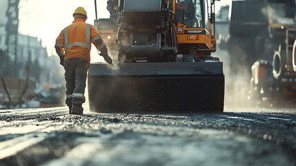 Construction Worker Operating Heavy Machinery