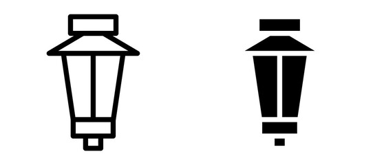 Street lamp icon in black modern and lines and solid