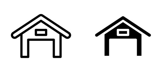 Garage icon in black modern and lines and solid