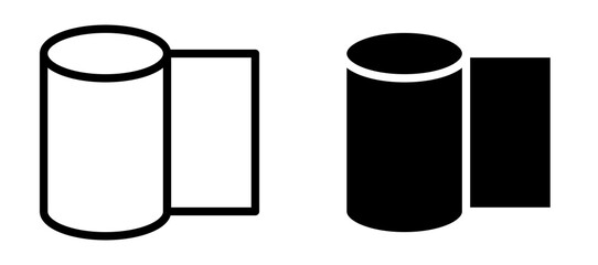 foil roll icon in black modern and lines and solid