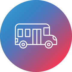 School Bus Line Gradient Circle Background Icon