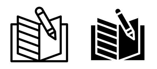 Homework icon in black modern and lines and solid