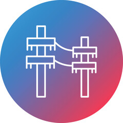 Electric Pole Line Gradient Circle Background Icon