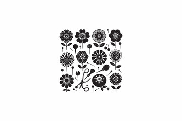 A Pincushion Flower vector silhouettes image adobe illustrator with white color back round. eps