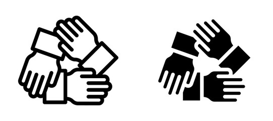Teamwork icon in black modern and lines and solid