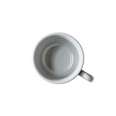 Mini cup and saucer, ultra realistic uhd photo, on white plain isolated, top view, clear contours and boundaries, contrast