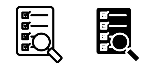 Document verification icon in black modern and lines and solid