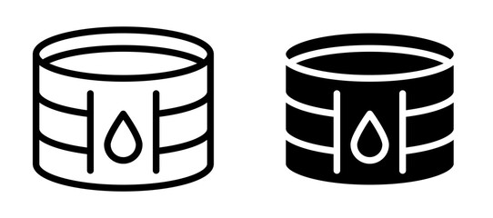 Oil storage icon in black modern and lines and solid